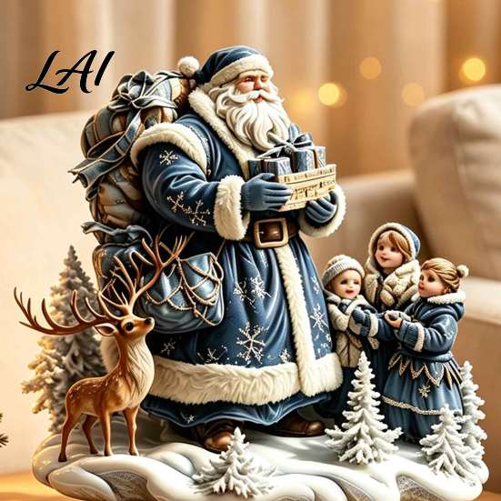 Lightweight Winter Table Accents Blue Santa Christmas Tabletop Decoration Vintage Children Reindeer Snow Scene Decor Decorative for Fireplaces Xmas