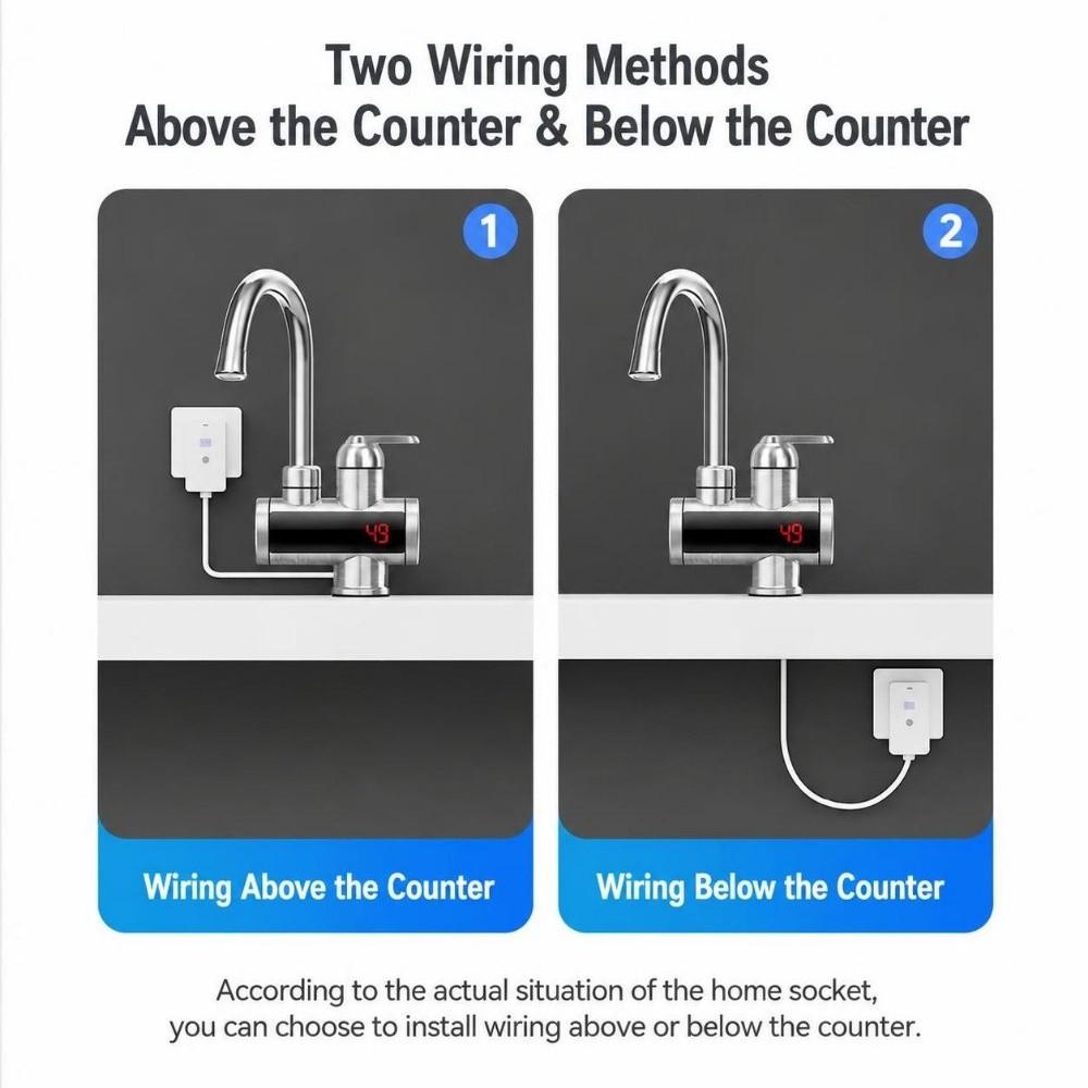 360° Rotating Electric Water Heater Faucet Digital Display Electric Hot Water Faucet  Bathroom