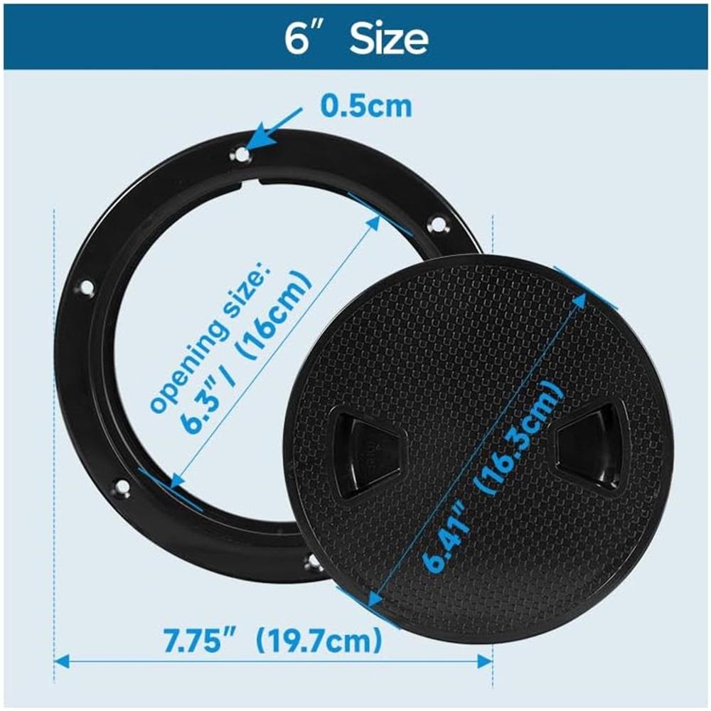 Черные круглые нескользящие смотровые люки - размеры 4", 6", 8" со съемной крышкой - откручивающаяся крышка люка из АБС-пластика для каяка, яхты, черная