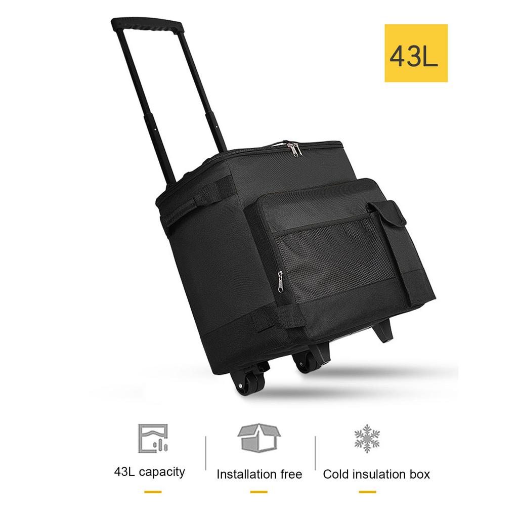 43-литровый переносной холодильник с колесиками, двойной, водонепроницаемый, портативный, термоизолированный, сумка-холодильник на колесиках с ручкой для пикника, кемпинга, переносной холодильник