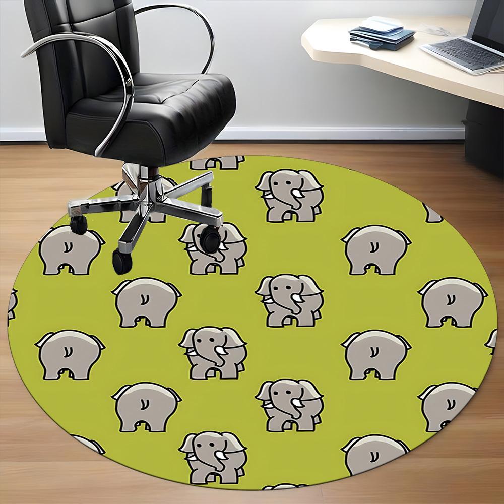 1pc Elephant Print Chair Carpet for Office, Soft Flannel Throw Mat, Perfect for Office, Holiday Party Decoration Choice yy260209041