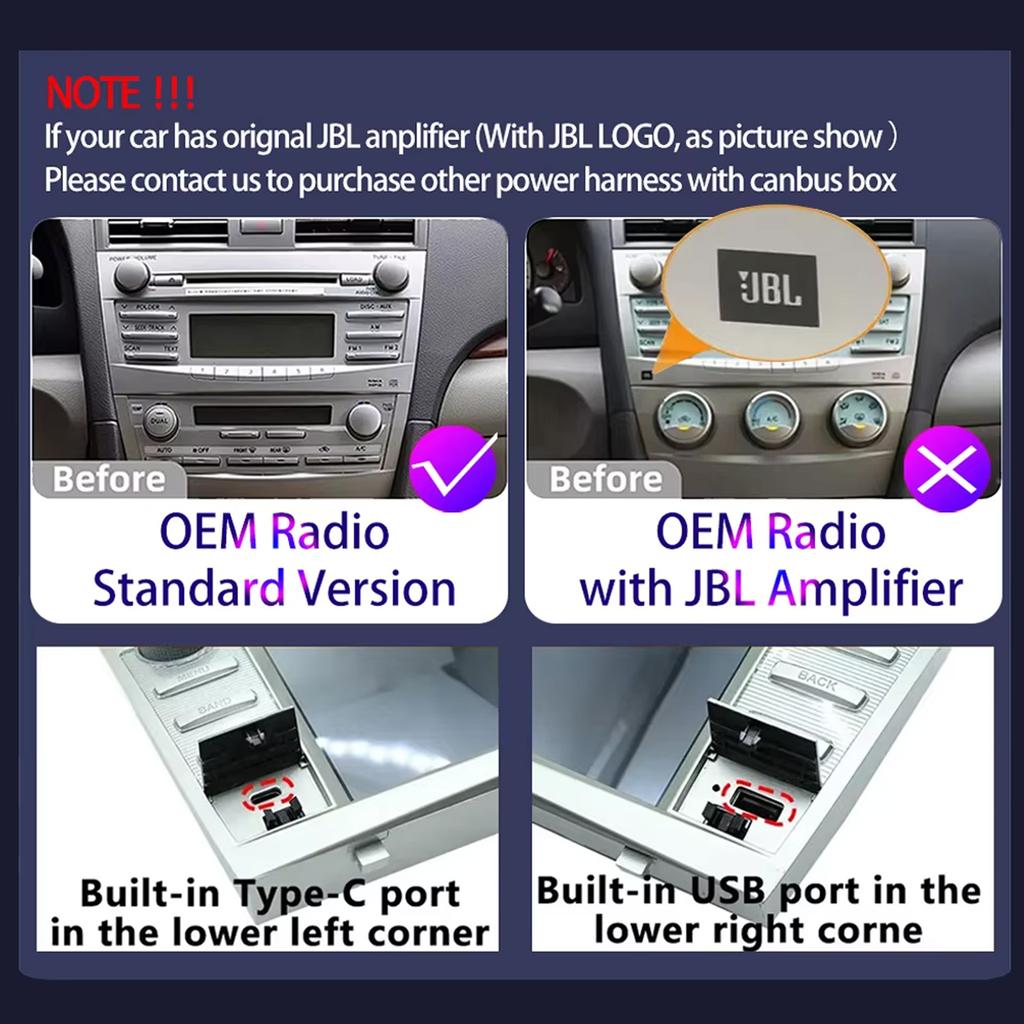 Android 13 Car Radio For Toyota Camry XV40 Aurion 2007-2011 Carplay Head Unit Multimedia Player GPS Navigation Stereo