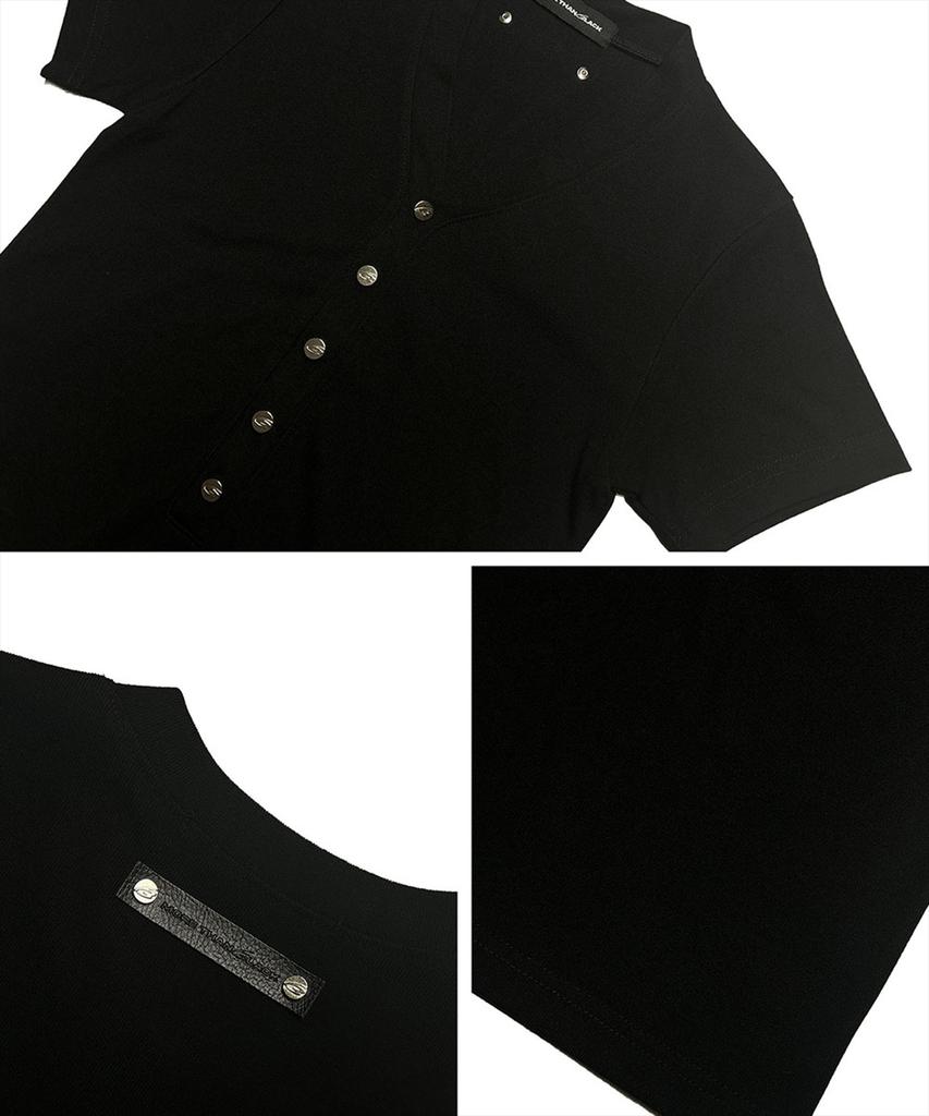 MORE THAN BLACK Snap V Half Sleeve