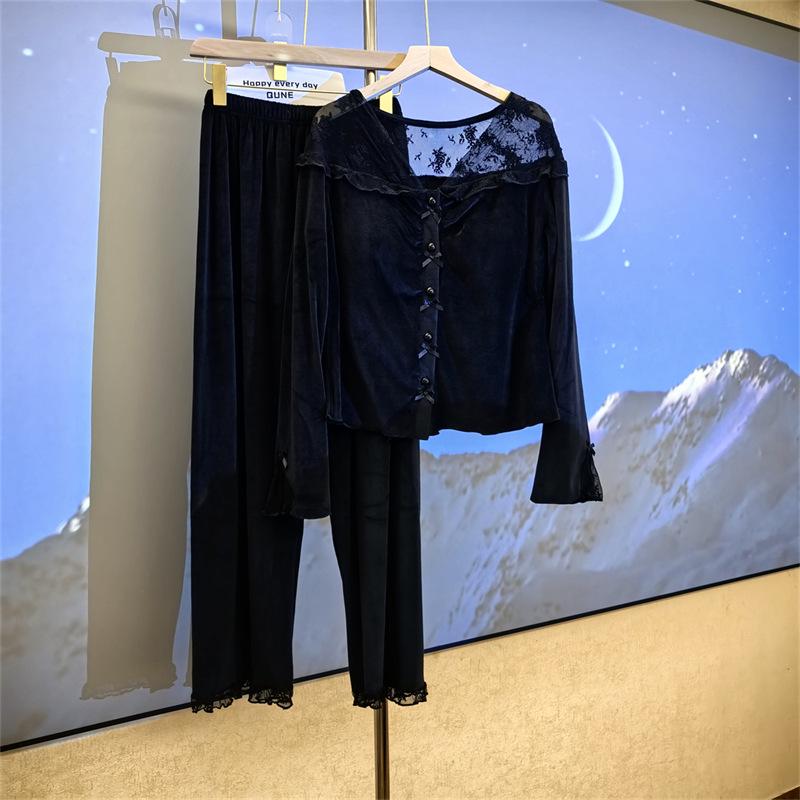 Женская модная осенне-зимняя пижама с нагрудными вкладышами - Уютная, элегантная и стильная флисовая домашняя одежда