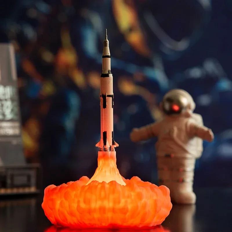 Новейшая дропшиппинговая 3D-печатная лампа Saturn V, перезаряжаемый ночник Apollo 5 для любителей космоса на Луне в качестве украшения комнаты
