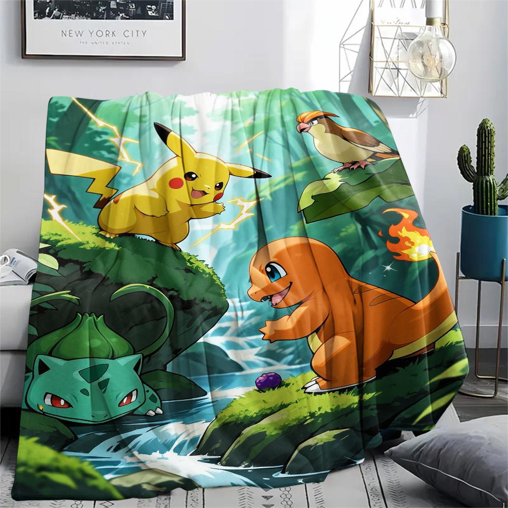 Cute Pokemon Blanket, Soft Throw for Bedroom Decor, Perfect Gift for Cartoon Lovers.chl