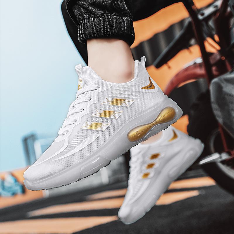 Дышащая повседневная обувь с сетчатой ​​поверхностью, осенняя новая спортивная обувь с гелевой подошвой из TPR, легкие кроссовки для бега, мужская обувь с нескользящей подошвой