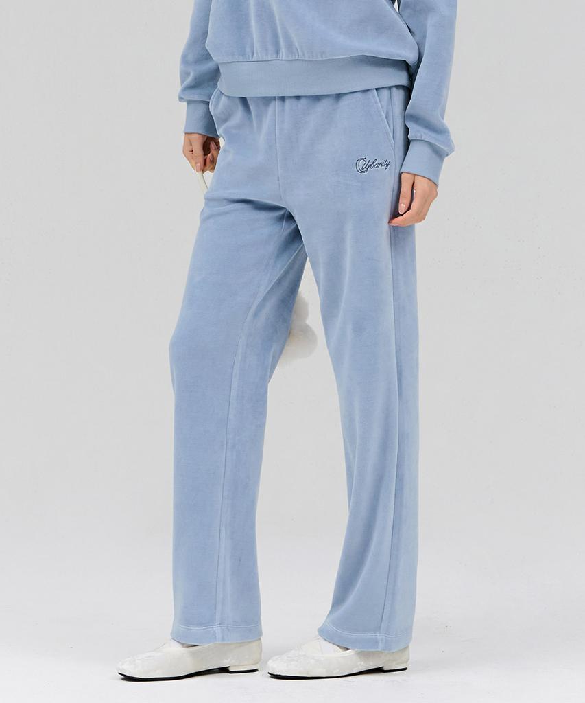 CHASECULT Women'S Velour Straight Warm-Up Pants - Sky Blue