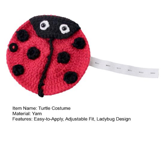 Knitted Turtle Outfit Warm Ladybug Sweater Tortoise Dress-up Costume with Adjustable Strap for Pet Turtle Halloween Party Cosplay Photo Shoot Prop