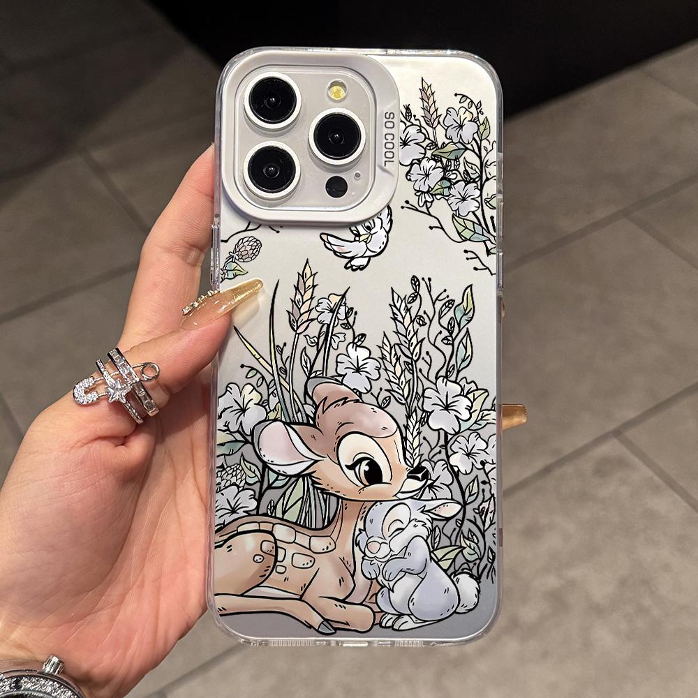 Cute Bambis Deer Phone Case for iPhone 17 Air 16 16e 15 14 Plus 13 12 11 Pro Max X Xs XR 8 Colorful Silver Hard Cover