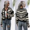 Повседневный тренд, универсальный, осенний, ленивый ветер, принт «зебра», кардиган, вязаный свитер, короткая куртка для женщин