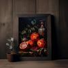 Pomegranate Apples Grapes Kitchen Fruit Food Bread Still Life Vintage Posters Canvas Printing Wall Art Picture Living Room Decor