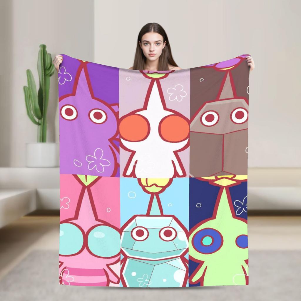 Pikmin Game Blanket Super Soft Fluffy Plush Throw Blanket For Couch Bed Airplane Travel Flannel Bedspread Bed Cover