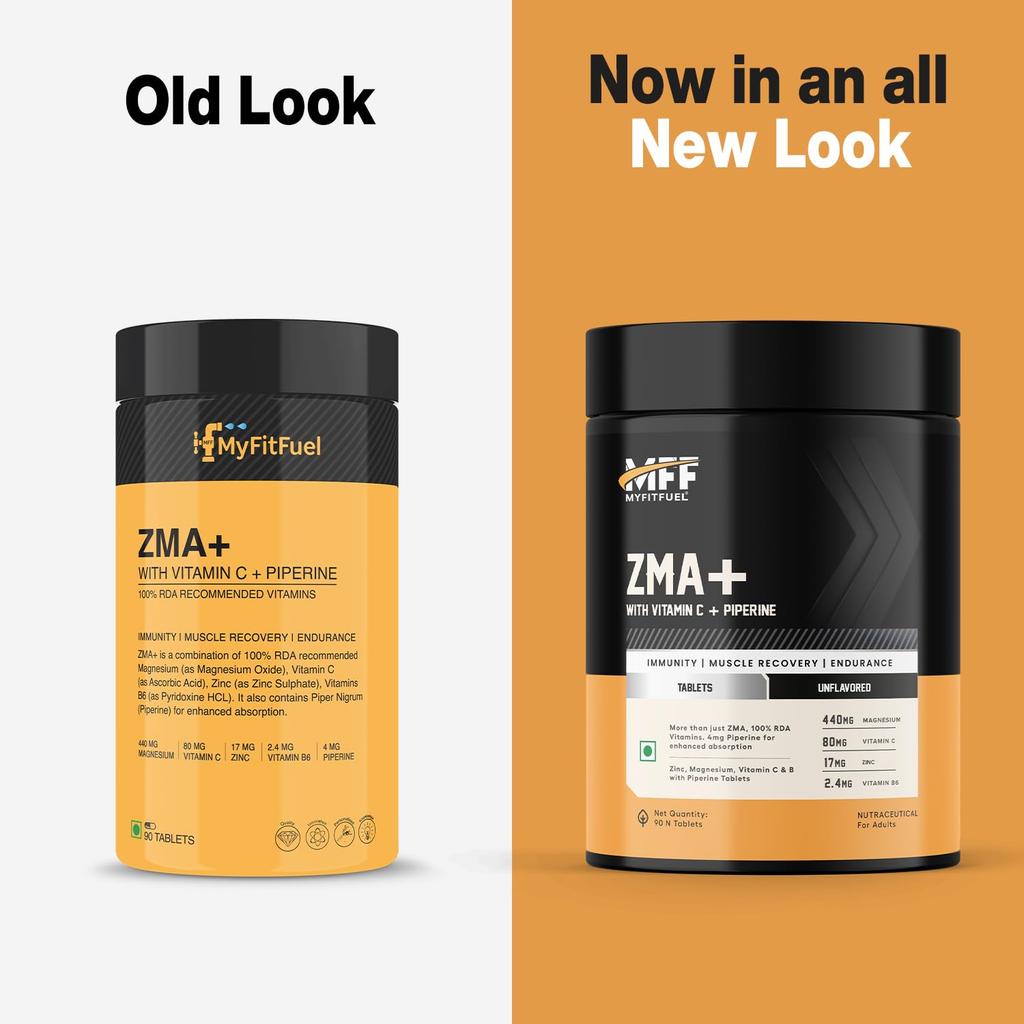 MyFitFuel ZMA+ (90 таблеток) (Цинк, Аспартат магния, Витамин B6, Витамин C и Пиперин 95%) | Добавка ZMA для мужчин и женщин. Высокое впитывание,