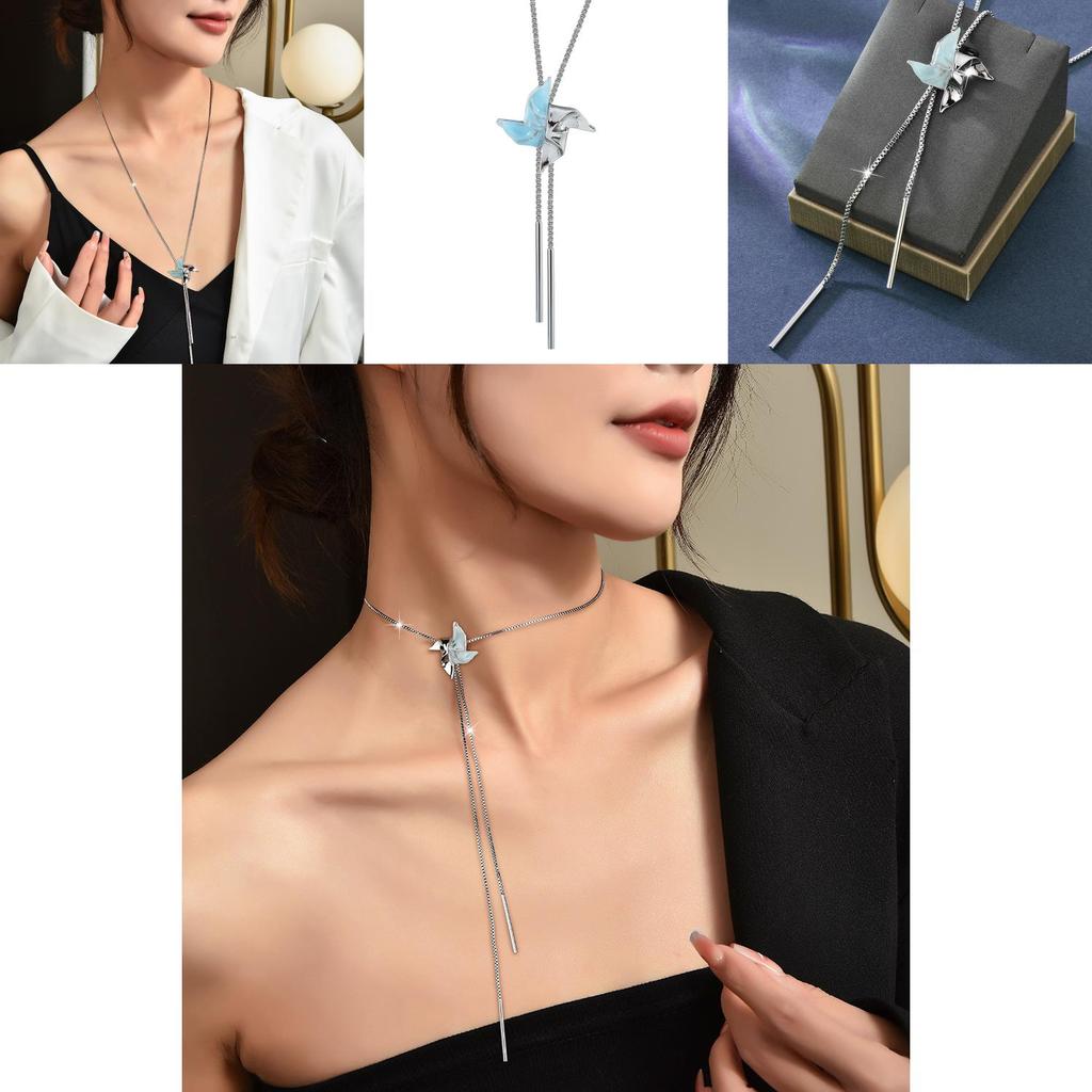 Stylish Fall Winter Windmill Sweater Necklace With Premium Gold Plating For Women