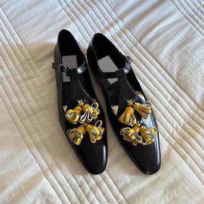 Обувь из овчины, остроносые балетки, женская нишевая, высококлассная, Т-образная с бахромой, кожаная, ретро, туфли Мэри Джейн