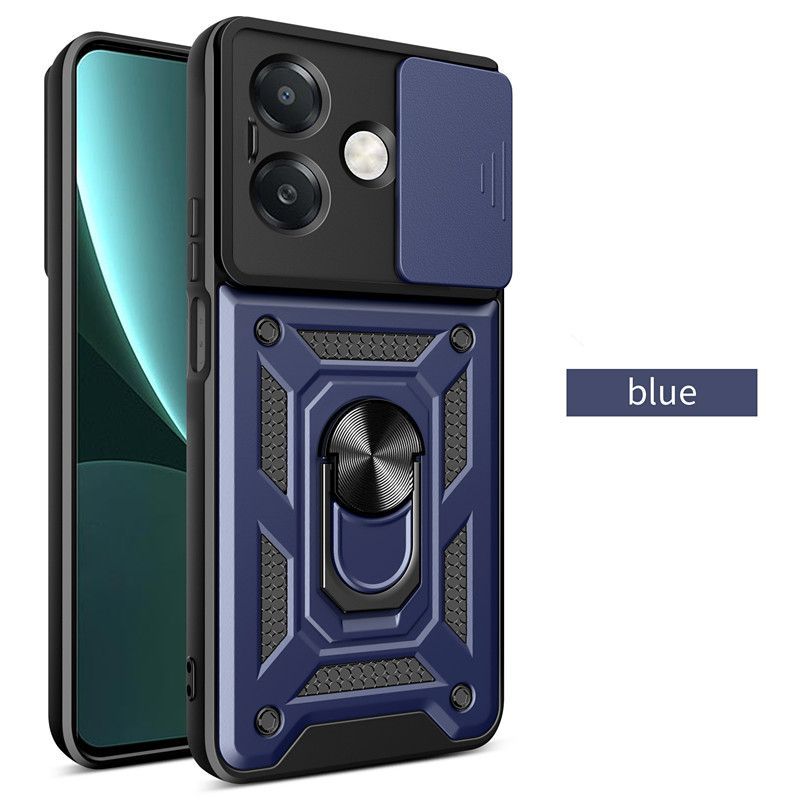 Для Realme GT7 Pro/ GT7 Чехол–Сдвижная крышка камеры+Кольцо-подставка+Магнитное притяжение, Противоударная бронированная задняя крышка военного класса, Защита от падений