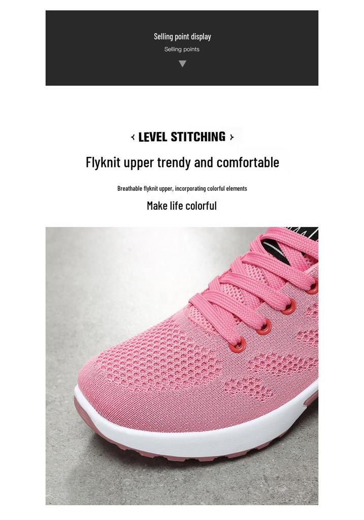 Женские кроссовки для бега большого размера с воздушной подушкой, Flyknit и сеткой – Дышащие и повседневные