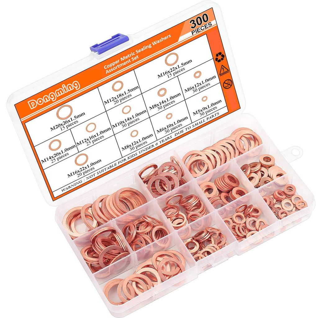 300/200/360 шт. Красная медь Уплотнительное кольцо Сальник Набор прокладок Красная медная плоская шайба Круглая Красная медная уплотнительная коробка