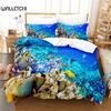 Подводный мир Постельное белье Пододеяльник Комплект постельного белья 3D Постельное белье с цифровой печатью Постельное белье размера Queen Fashion Design