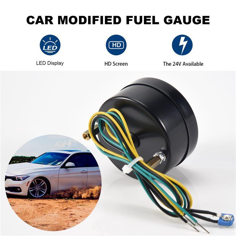 HOT-24V 2 Inch 52Mm Universal Car Motorcycle Fuel Level Meter Gauge LED Light Display Fuel Tank Gauge Boat Truck RV,24V 2 Inch 5
