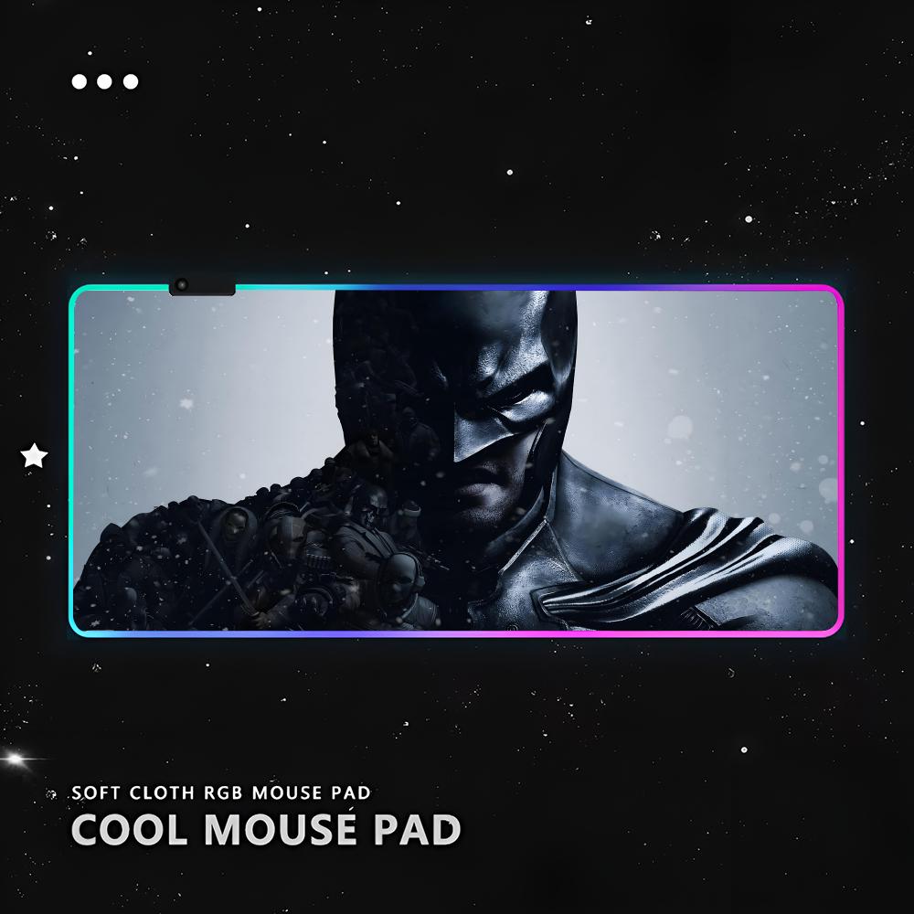 B-Batman A-Arkham Knight Mouse Pad RGB Pc Gamer Keyboard LED Glowing mause pad Mats Rubber Cute Cartoon Gaming Computer csgo lo