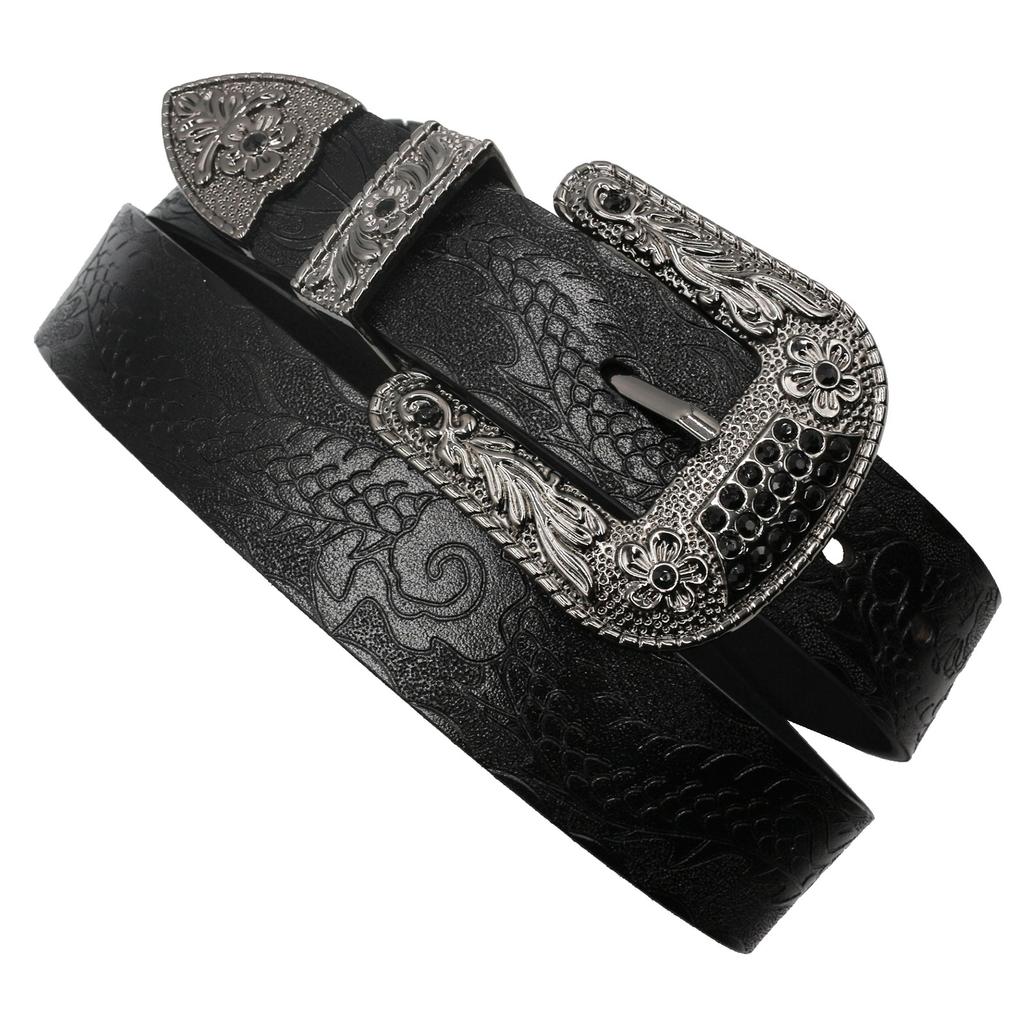Ethnic Style Embossed Leather Belt Vegetable Tanned Head Layer Cowhide Men and Women Universal Belt Mongolian Style Personal Carving Trend