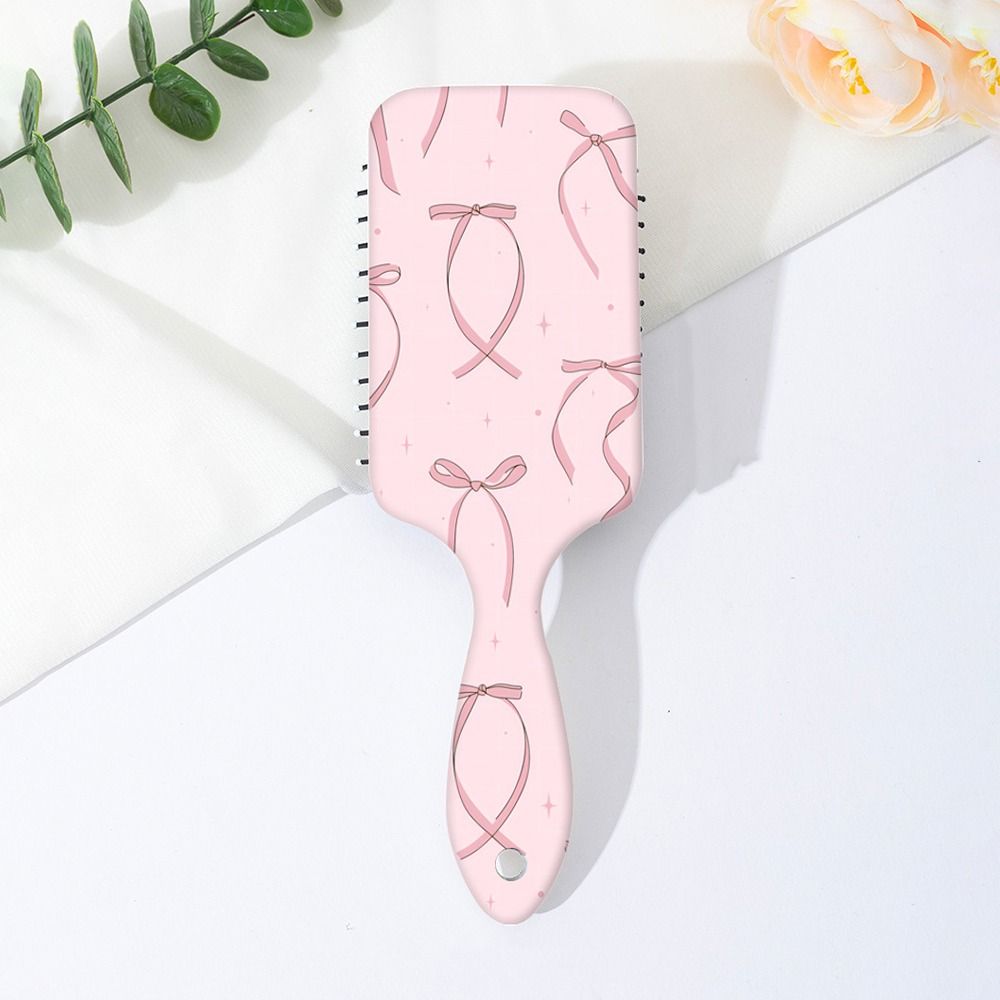Bowknot Cherry Pattern Air Cushion Hair Brush Portable Detangling Brush for Women & Girls