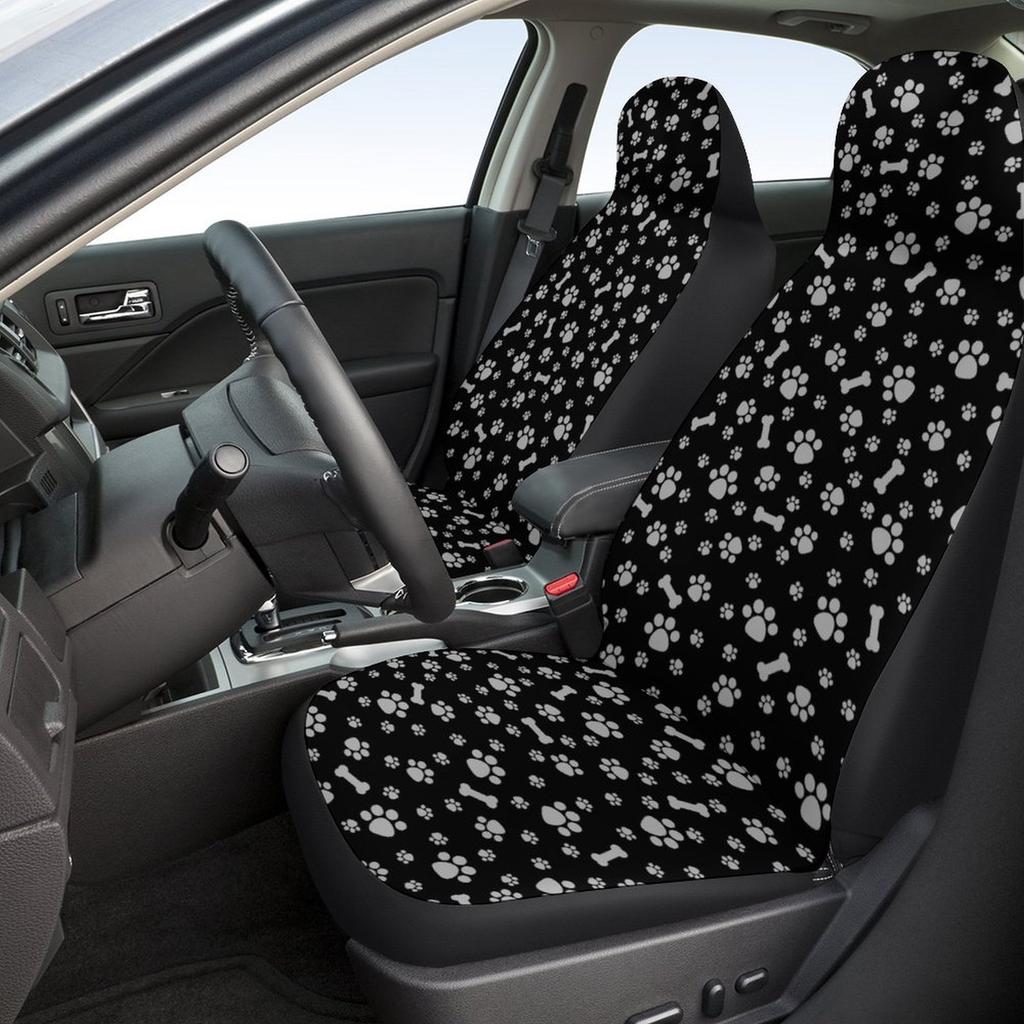 Cartoon Cute Puppy Footprint Bone Car Seat Cover Creative Four Seasons Universal Car Seat Cover Car Interior Accessories Supplie
