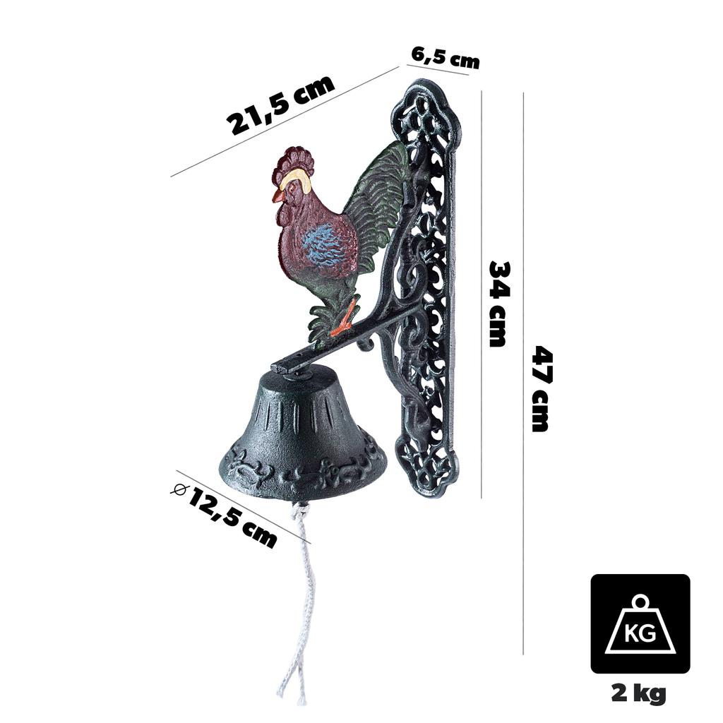 KADAX Cast Iron Door Bell Rooster Knocker Decorative Retro Bell