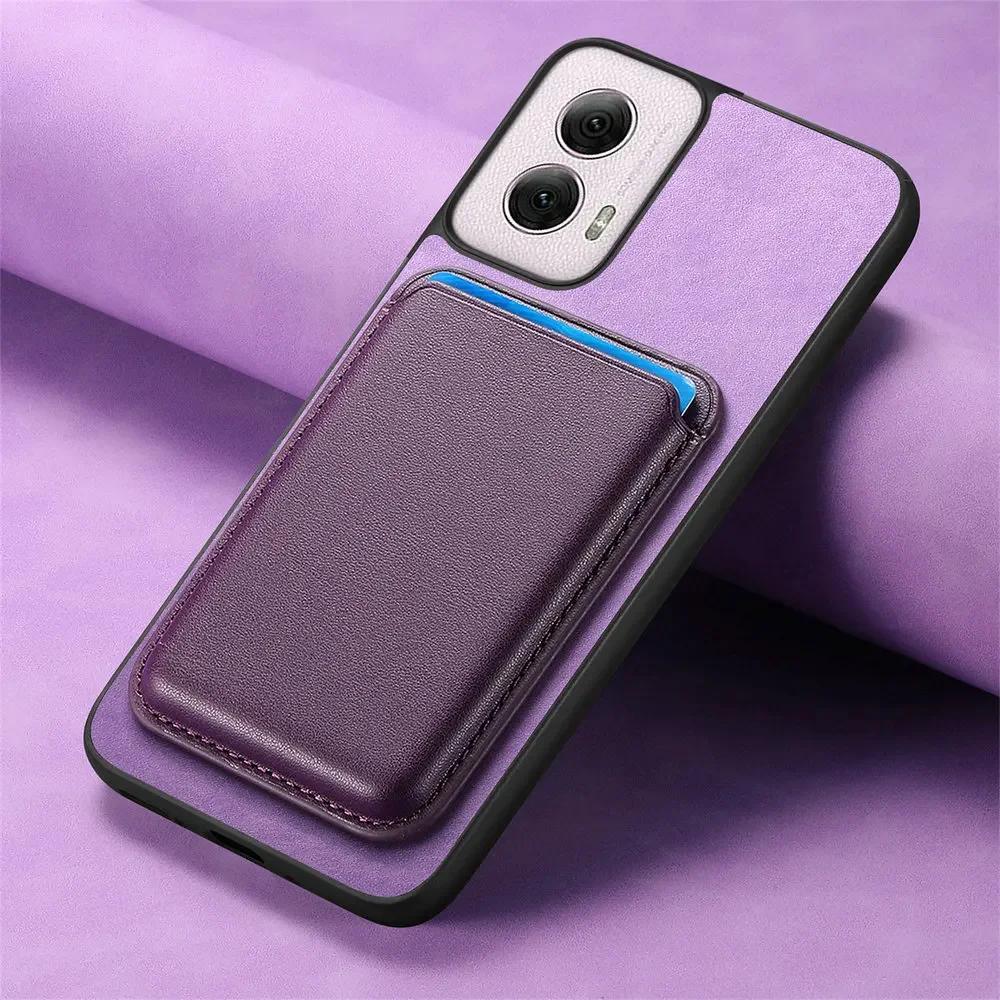 G45 34 5G Magnetic for Magsafe Leather Card Detachable 2IN1 Magnet Wireless Charging Cover for Motorola Moto G55 G34 G35 G Power Play 2024