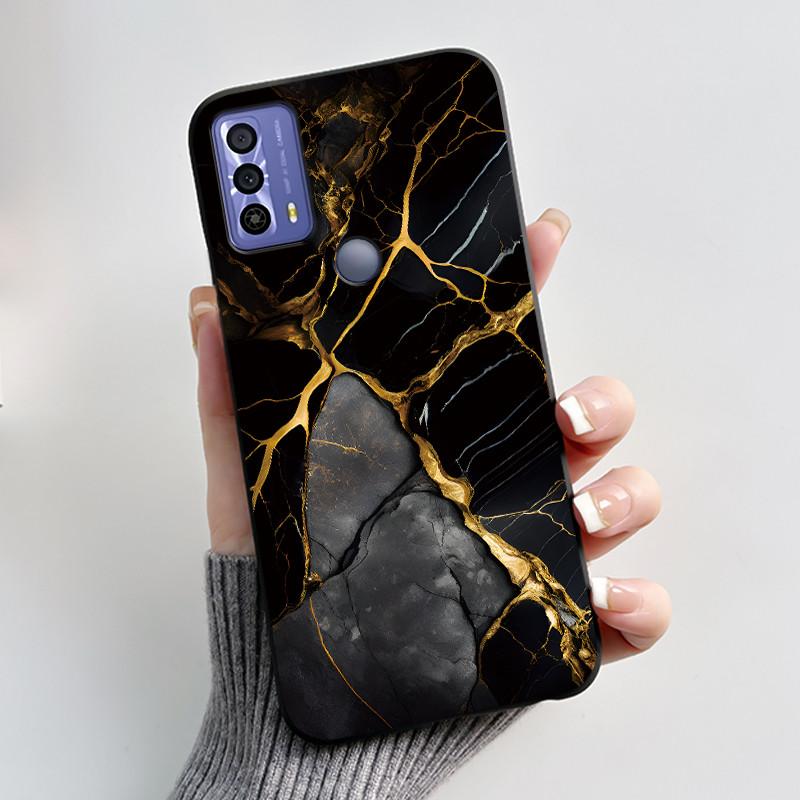 New Design Case For TCL 20B (6159K) Fashionable Black Love Pattern Shockproof Protective Cover Soft Silicone Black Case