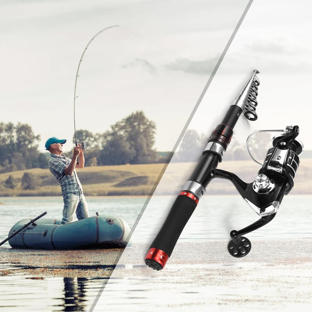 Телескопическое удилище и рыболовная катушка, полный комплект для соленой и пресной воды