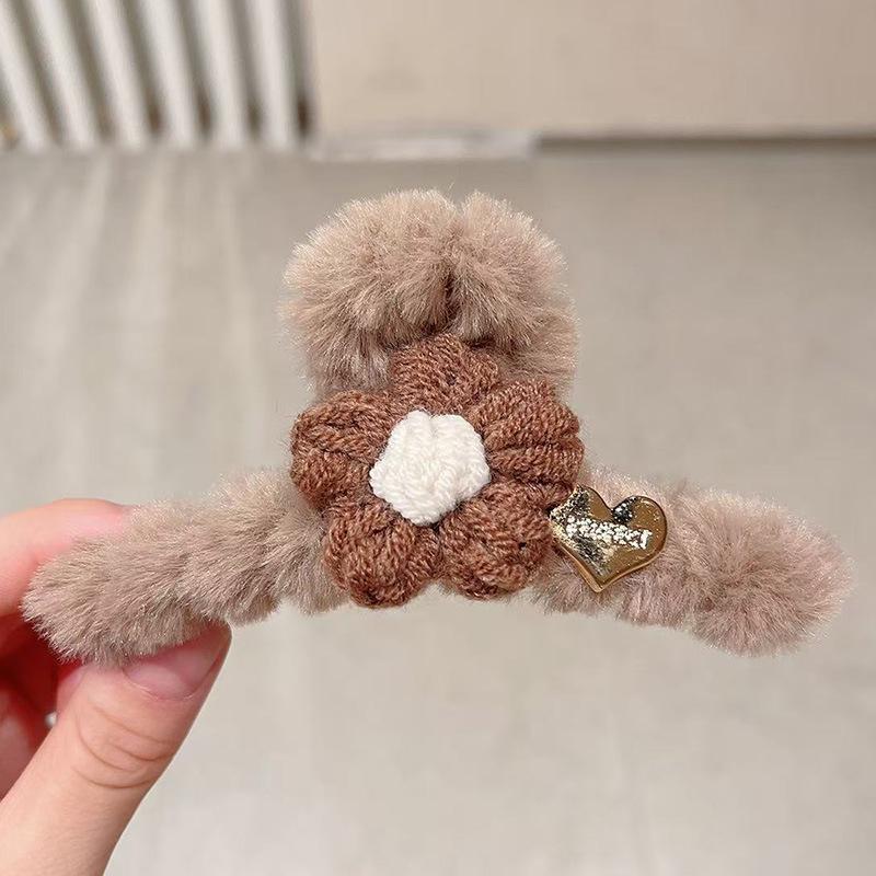 Осень/Зима 2025 Плюшевый мех норки Любовное сердце Стразы Зажим-краб для волос для женщин