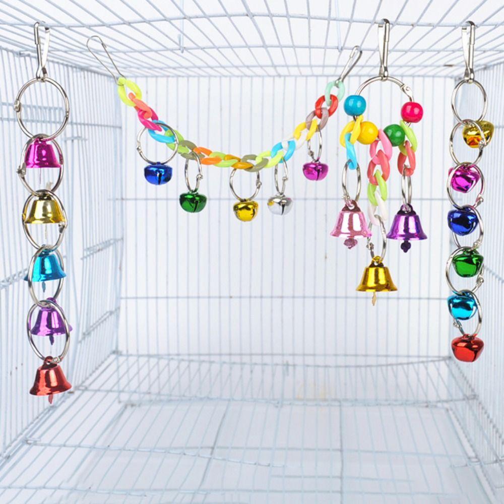 Подвесная игрушка-погрызушка для попугая, красочная игрушка-погрызушка для волнистого попугайчика, аксессуары для птиц, кольцо с колокольчиком, снимает скуку