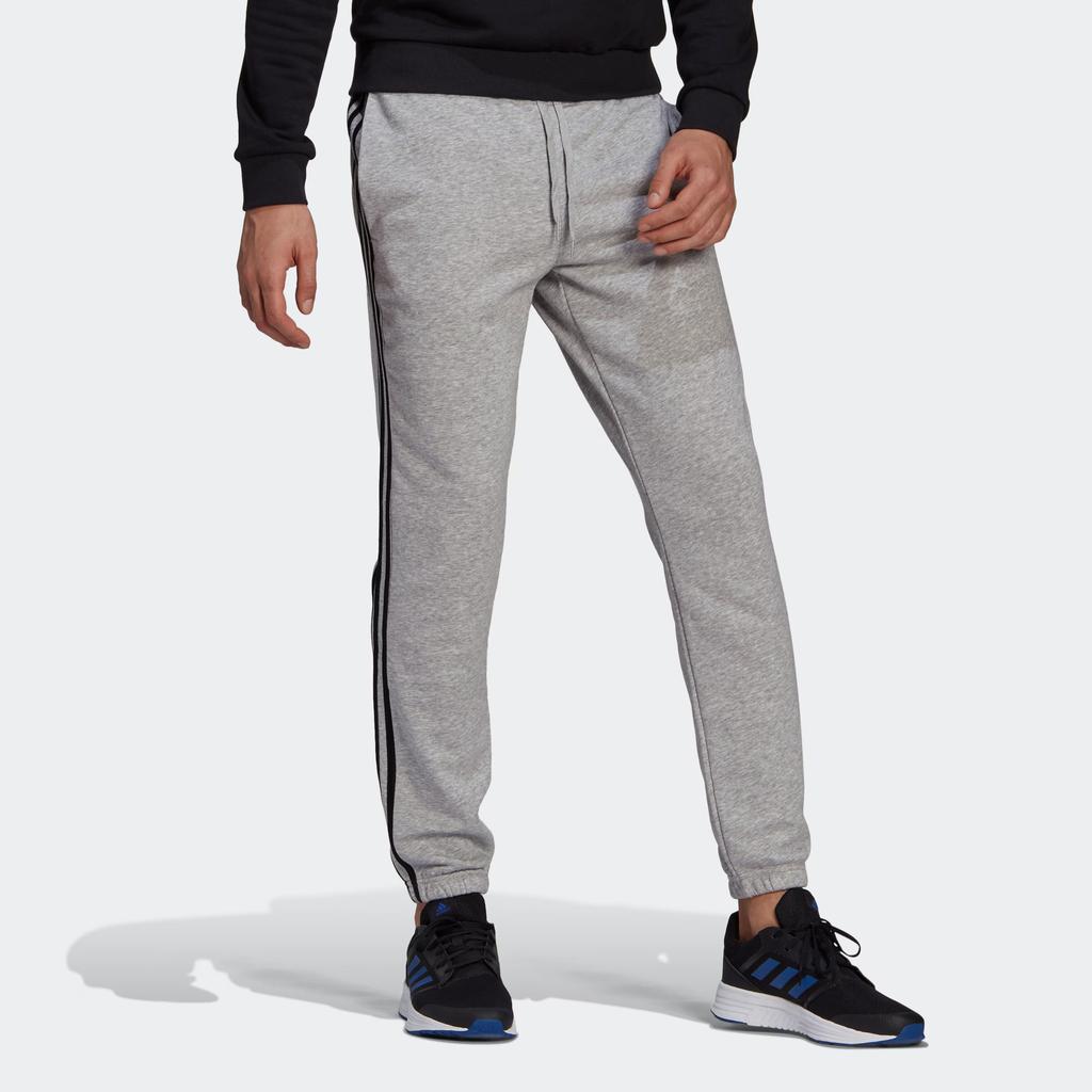 adidas Мужские спортивные брюки с манжетами на шнурке, однотонные, серия Performance Essentials, серые GK9001