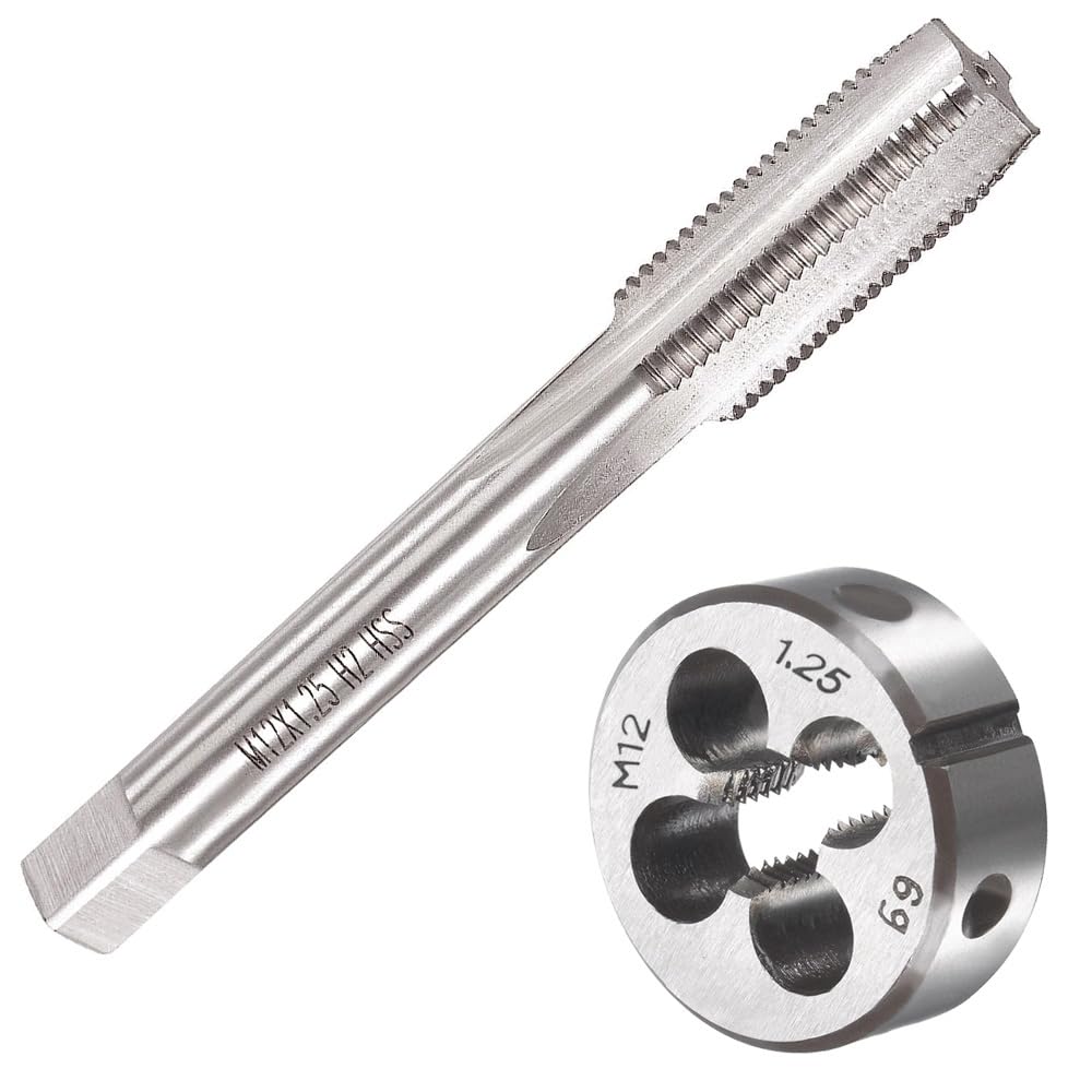 Saipor M12 x 1.25mm Tap and Die Set, M12 x 1.25mm Thread Cutting Tap and Die Set