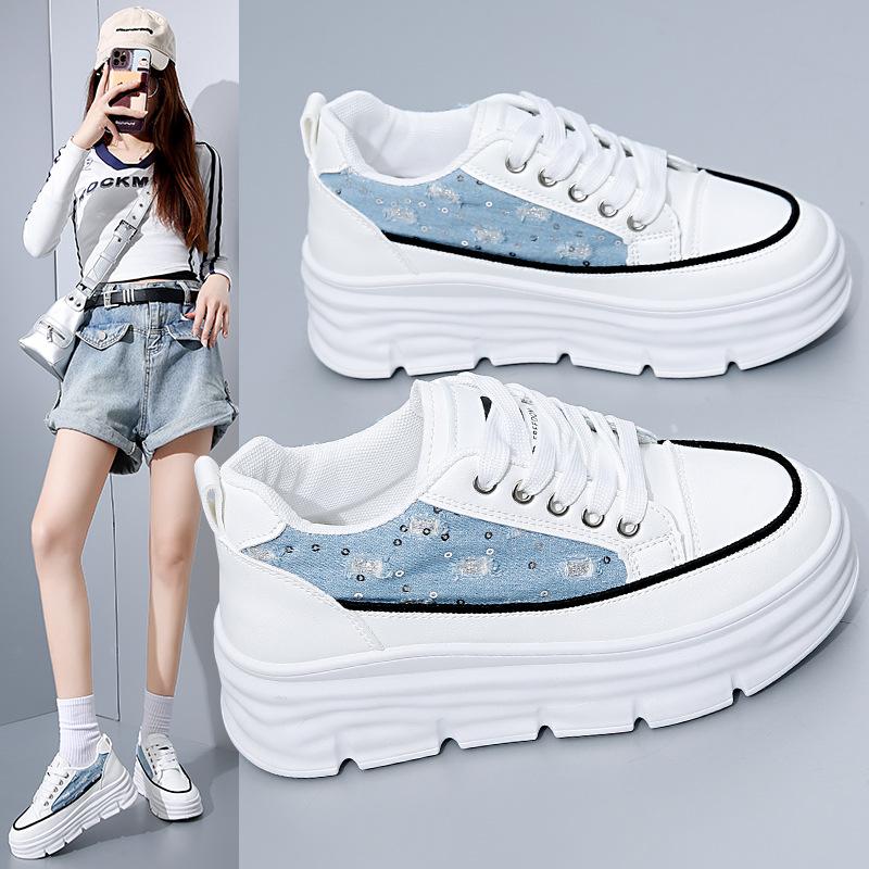 Повседневная обувь для ходьбы для женщин. Удобные кроссовки из искусственной кожи со шнуровкой на толстой платформе. Нескользящие теннисные кроссовки. Женские дышащие кроссовки для бега.