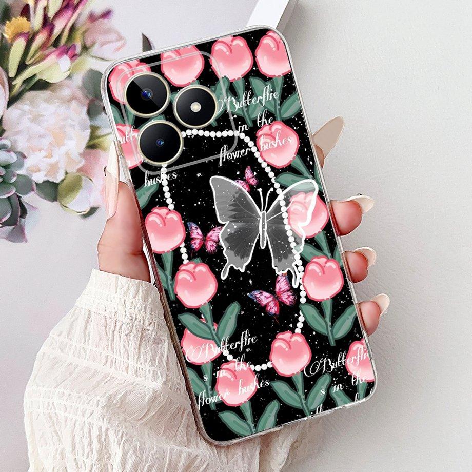 For Realme C51 C53 Phone Case Realme Note 50 Back Cover Soft Silicone Transparent TPU Bumper Funda Lion Cat Women Fashion Cases