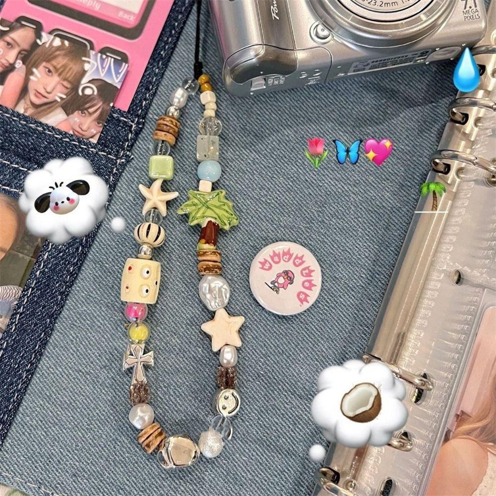 Акриловая цепочка для телефона с кокосовыми бусинами, кокосовая пальма, шнурок для смартфона, кулон-украшение