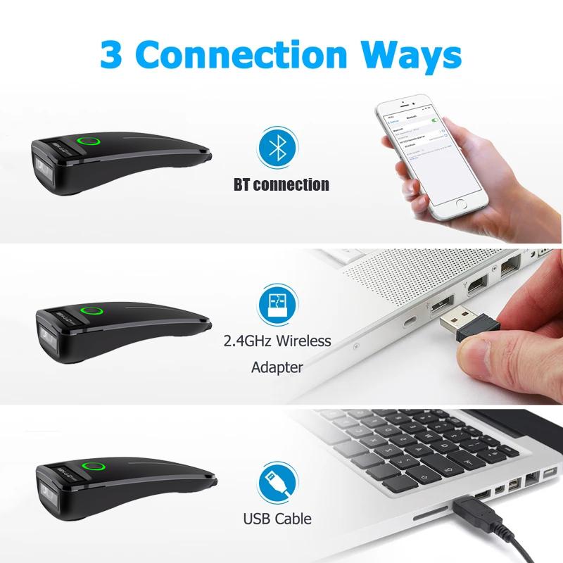 2D сканер штрих-кодов W7 Mini беспроводной Bluetooth портативный 1D 2D QR-код Data Matrix PDF417 считыватель с функцией хранения