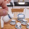1 комплект 1:12 Кукольный чайник Реалистичная глиняная миниатюрная чайная чашка с блюдцем Модель Игрушка для игрового дома Сценический реквизит