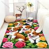A Group of Puppies and Flowers Pattern Carpet for Living Room Bedroom Bedside Sofa Table Floor Mat Home Area Rug Decor
