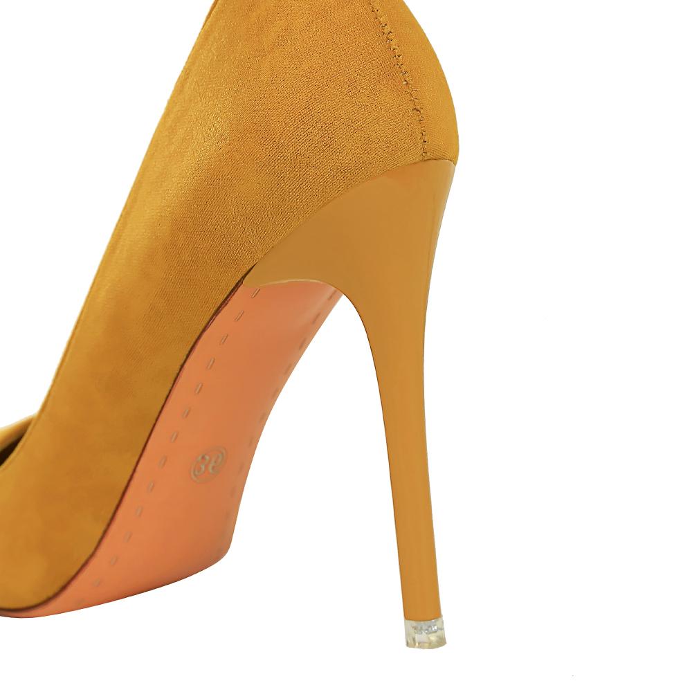 Bigtree Fashion Thin Heel 10.5CM Super High Heel Suede Shallow Mouth Pointed Sexy Single Shoe