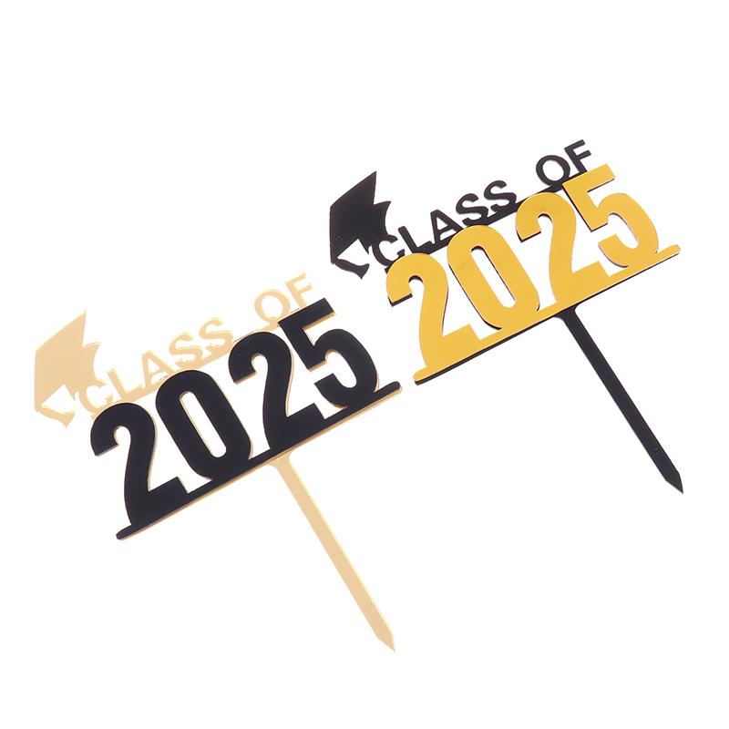 Украшения для торта на выпускной 2025 года, акриловые украшения для выпускного класса 2025 года, двухслойные украшения для торта на выпускной церемонии