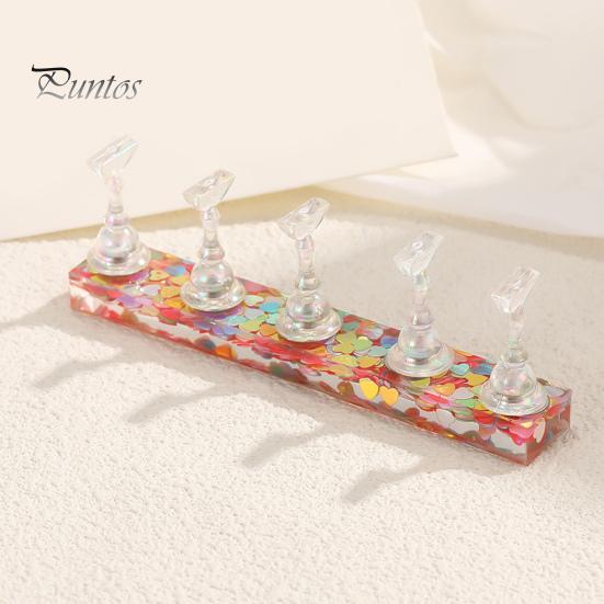 Reusable Nail Tip Holder False with Glitter Base, Magnetic Press-on for Practice Stand Beginner Nails Painting, Art & Display