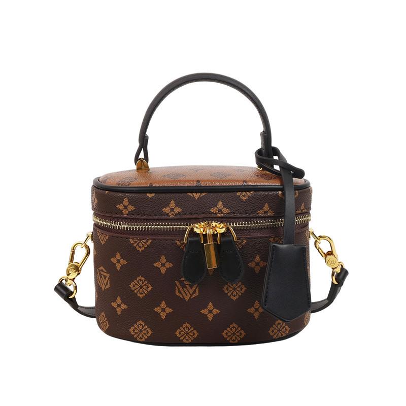 New High-end Presbyopia Double Pull Contrasting Color Cosmetic Bag Portable Shoulder Crossbody Trendy Women's Bag