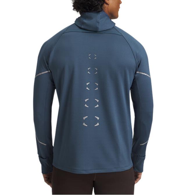 Under Armour Halo Run Warm Running Slim Fit Long Sleeve T-Shirt Men Tops Blue 6007088-418