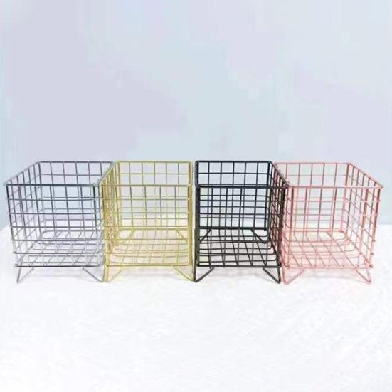 Железная полка для хранения, полая большая вместительная корзина для хранения из нержавеющей железной проволочной сетки, домашний офис, ванная комната, настольный чехол-органайзер