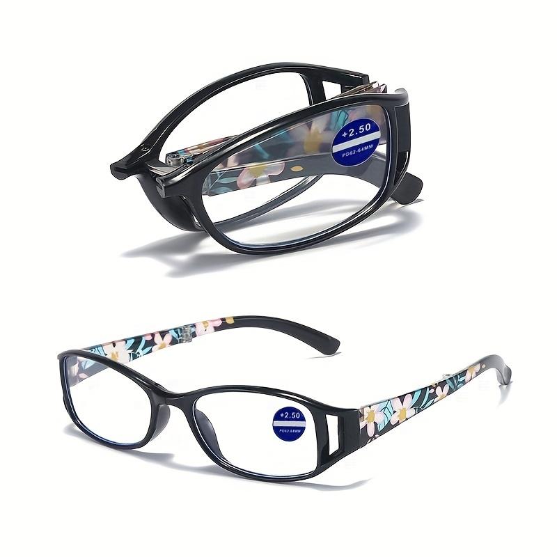 1PC Fashion Print Flower Anti Blue Light Blocking Folding Reading Glasses For Women Portable With Storage Box